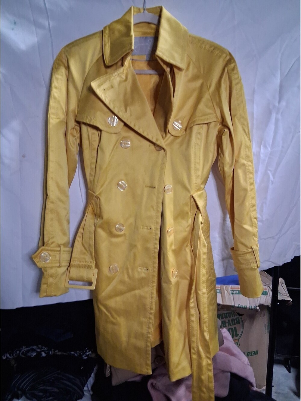 Jessica Simpson Belted Trench Coat Yellow Large